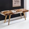 Wohnling Sitzbank Ziegenfell / Massivholz Bank 120 x 40 x 52 cm | Polsterbank Flur Esszimmer Braun | Kleine Bettbank Fell | Dielenmöbel Flurbank Bild 4
