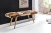 Wohnling Sitzbank Ziegenfell / Massivholz Bank 120 x 40 x 52 cm | Polsterbank Flur Esszimmer Braun | Kleine Bettbank Fell | Dielenmöbel Flurbank Bild 5