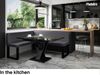 MEBLINI Eckbank für Esszimmer mit ausziehbarem Tisch - Küchenbank - Essecke - Sitzecke Küche - TONI - U-Beine 128x168x87cm Links - Grau Kunstleder/M Weiß Hochgl. Bild 2