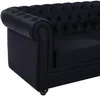 Vente-unique - CHESTERFIELD Sofa Kunstleder Schwarz - B 88 cm x H 72 cm x L 165 cm Bild 4