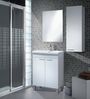 Dmora Alcott Wandschrank, Badezimmersäulenschrank mit 1 Tür, Hängewandschrank mit 1 Regal, 30x25h85 cm, Glanzweiß Bild 2