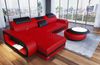 Ecksofa Berlin L Form - Echtleder - rot-schwarz - Rechts Bild 4