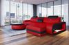 Ecksofa Berlin L Form - Echtleder - rot-schwarz - Rechts Bild 2