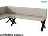 MEBLINI Eckbank für Esszimmer mit ausziehbarem Tisch - Küchenbank - Essecke - Sitzecke Küche - PETER - X-Beine 142x196x87cm Links - Beige Kunstleder/B Weiß Hochgl. Bild 5