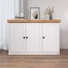 Homestyle4u Sideboard, Holz weiß / Eiche Massiv, 82 x 42 x 134,5 cm, Türen: 3 Bild 2