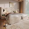 Polsterbett, Leinen mit Stauraum, USB-Anschluss & Leselampe, 160x200 cm, Beige, mit Matratze Bild 2