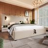 Polsterbett, Leinen mit Stauraum, USB-Anschluss & Leselampe, 160x200 cm, Beige, mit Matratze Bild 5