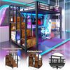 Merax Hochbett 140x200cm mit LED-Beleuchtung (Jugendbett Kinderbett Einzelbett Gamingbett, 1-St) Metallbett mit Stauraumtreppe, Hängegitter, Geländer & Stauraum Bild 4