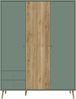 Forte HARLLSON Kleiderschrank 150 160, EasyKlix by FORTE, 2 Schubladen, Skandinavischer Stil, Holzwerkstoff, Salbei mit Mauvella Eiche Holzdekor, 154 cm breit x 202 cm hoch x 52 cm tief Bild 2
