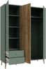 Forte HARLLSON Kleiderschrank 150 160, EasyKlix by FORTE, 2 Schubladen, Skandinavischer Stil, Holzwerkstoff, Salbei mit Mauvella Eiche Holzdekor, 154 cm breit x 202 cm hoch x 52 cm tief Bild 5