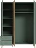 Forte HARLLSON Kleiderschrank 150 160, EasyKlix by FORTE, 2 Schubladen, Skandinavischer Stil, Holzwerkstoff, Salbei mit Mauvella Eiche Holzdekor, 154 cm breit x 202 cm hoch x 52 cm tief Bild 4