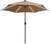 vidaXL Sonnenschirm mit LED-Beleuchtung und Alu-Mast 300 cm Taupe 47363 Bild 2