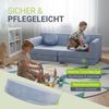 Juskys Kindersofa Kayo –Cord, modular & weich, Sofa für Kinderzimmer & Spielzimmer, sicher, flexibel, pflegeleicht, mit abnehmbaren Bezügen – Hellblau Bild 3