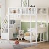 90x200 Hochbett mit Multifunktionstisch, sicherer Aufbewahrungstreppe, Bettgestell aus massivem Kiefernholz für Kinder und Jugendliche Weiß Bild 2