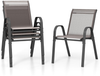 4er Set Gartenstühle stapelbar Stapelstühle aus Textilene und Metallgestell 56 x 70 x 84 cm Grau Bild 2
