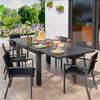 GUNJI Gartenstuhl Stapelstühle, Bequem, Korrosionsbeständigkeit Garten-essgruppe (verstärkter Alu-Outdoorstuhl, max Belastung 160 kg, stapelbar, leicht, Doppellagiger Sitzstoff), Aluminium-Gartentisch mit Klappbarer Tischplatte bis 100kg Bild 1