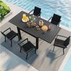 GUNJI Gartenstuhl Stapelstühle, Bequem, Korrosionsbeständigkeit Garten-essgruppe (verstärkter Alu-Outdoorstuhl, max Belastung 160 kg, stapelbar, leicht, Doppellagiger Sitzstoff), Aluminium-Gartentisch mit Klappbarer Tischplatte bis 100kg Bild 3