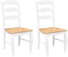 Esszimmerstühle RESZ 2er Set Weiß-Hellbraun Massivholz | Küchenstuhl Wohnzimmerstühle Essstühle bequem Bild 2