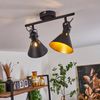 »Pratomagno« moderne Deckenlampe aus Metall in Schwarz/Goldfarben m. verstellbaren Strahlern, Leuchte im Retro/Vintage-Design mit Lichteffekt, 2-flammig, 2 x E14 max. 40 Watt, LED geeignet Bild 4