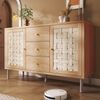 Merax Sideboard, Landhaus-Kommode 120x40x75 cm, eichefarben, mit 2 Türen, 3 Schubladen, höhenverstellbare Einlegeböden, Metallbeine, Kippsicherung Bild 3