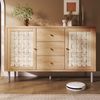 Merax Sideboard, Landhaus-Kommode 120x40x75 cm, eichefarben, mit 2 Türen, 3 Schubladen, höhenverstellbare Einlegeböden, Metallbeine, Kippsicherung Bild 2