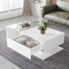 Couchtisch, Spanplatte mit Glasplatte & LED-Beleuchtung, 105x55x32,5 cm, Weiß Hochglanz Bild 3