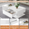 Couchtisch, Spanplatte mit Glasplatte & LED-Beleuchtung, 105x55x32,5 cm, Weiß Hochglanz Bild 5