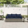 vidaXL Gartensofa mit Kissen 3-Sitzer Grau Poly Rattan 4104179 Bild 3