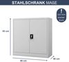 Aktenschrank abschließbar BEATA - 3 Ebenen verstellbar, Flügeltüren | Metallschrank Werkstatt Mehrzweckschrank Büroschrank aus Stahl Werkzeugschrank, 93x90x40cm Grau Bild 2