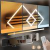 ZMH LED Deckenlamape Holz Deckenleuchte Dimmbar:55CM Schlafzimmer Lampe eckig Modern deckenleucht Geometrisch 36W wohnzimmerlampe Fernbedienung Design für Schlafzimmer Küche Esszimmer Büro Lampe Bild 2