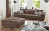 Big Sofa MOLDAU XXL Couch in Microfaser braun mit Kissen Bild 2