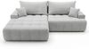 GRAINGOLD Ecksofa Tulio, Ecksofa mit Stauraum, gesteppte Sitzfläche, mit Schlaffunktion, Velour-Stoff, Hellgrau, Links Bild 2