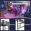 Hochbett, Mit LED-Leuchten, Schreibtisch, Steckdose + USB, 3 Schubladen, Regale, Geländer, Treppe, ohne Matratze，Schwarz, 90 x 200 cm Bild 3