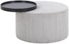 Tisch Couchtisch Durchmesser 70 cm MDF und Textil Grau/Schwarz Bild 2