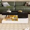 Moderner Couchtisch mit LED-Ambientebeleuchtung,90×45×35.5 cm, Weiß + Schwarz,modernes Design, viel Stauraum Bild 5