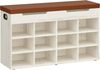 Schuhbank, Schuhregal Mit Sitzfläche, Sitzbank Mit Stauraum, 12 Fächer, Herausnehmbare Regale, Geeignet für Wohnzimmer, Flur, Eingang, 30 x 100 x 55 cm, Vintagebraun-Weiß Bild 2
