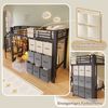 Hochbett mit Aufbewahrungsboxen, Lattenrost und Taschen, Treppe mit Regal und Kleiderschrank, 90x200 cm, Kinderbett mit Rausfallschutz, Metallbett Bild 4