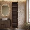 Badplaats Badezimmerschrank Rimini 38 x 33 x 170 cm Walnuss Braun - Hoch Badschrank mit 1 Tür und Soft-Close Bild 3