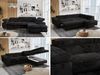 Ecksofa mit Bettfunktion, Modern Sofa, L-form, Einstellbare Kopfstützen, Bettkasten - PETER - Schwarz Plüsch - Topper T25 - rechts Bild 2
