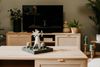 Finori Bali 56A TV-Board, Dekor Sonoma Eiche / Dekor Rafia Motivdruck | TV-Board für Wohnzimmer | Maß: B x H x T ca. 150 x 52 x 40 cm | TV-Board mit 2 Rahmentüren und 2 offenen Fächern Bild 2