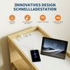 GarveeMore Beistelltisch Mit Ladestation Nachttisch mit Schublade Und Rollen,2 Steckdosen, USB Und USBc-Anschluss,Höhenverstellbarem Einlegeboden,Feststellrollen Bild 3