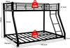 Etagenbett 197 x 146,6 x 139 cm mit Liegeflächen 90x190 und 140x190 cm – Metallbett in Schwarz mit Leiter Bild 3