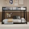 Etagenbett 197 x 146,6 x 139 cm mit Liegeflächen 90x190 und 140x190 cm – Metallbett in Schwarz mit Leiter Bild 2