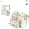 Etagenbett mit 2 Liegeflächen, Treppe, Regal, Schrank und Lattenrost, 90x200cm/140x200cm, Kinderbett mit Rausfallschutz, Hausbett Bild 5