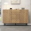 Merax Sideboard im Holzoptik und Schwarz, Aufbewahrungsschrank (1 St), Kommode mit 3 Schubladen, 2 Türen & Stauraum, 120×40×76cm Bild 3