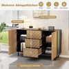 Merax Sideboard im Holzoptik und Schwarz, Aufbewahrungsschrank (1 St), Kommode mit 3 Schubladen, 2 Türen & Stauraum, 120×40×76cm Bild 4
