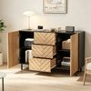 Merax Sideboard im Holzoptik und Schwarz, Aufbewahrungsschrank (1 St), Kommode mit 3 Schubladen, 2 Türen & Stauraum, 120×40×76cm Bild 2