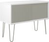 MultiRange Sideboard, weiß, Schiebetüren aus Stahl, 4 Stahlfüße, Maße: H 752 x B 1000 x T 450 mm, Farbe: weiß/lichtgrau Bild 2