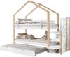 Kinder-Etagenbett 90x200cm, mit Eckleiter, Schutzgitter & 2 Einzelbetten, Kiefernholz, weiß Bild 5