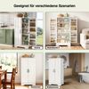 Merax 120cm Küchenschrank mit LED-Sensorlicht, großer 2-türiger Aufbewahrungsschrank mit verstellbaren Regalböden & Türablagen, weiß Bild 2